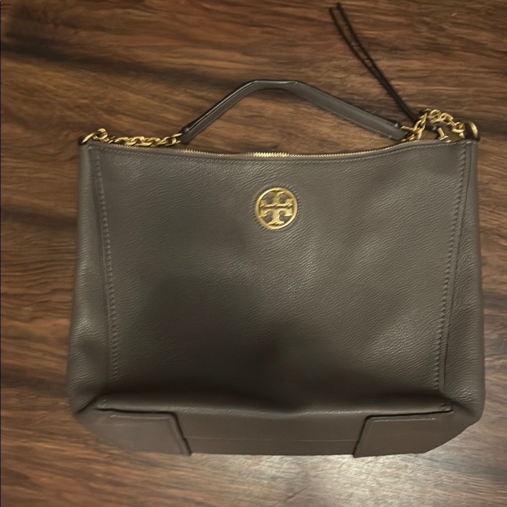 Tory Burch Brown Shoulder Bag with Gold Medallion